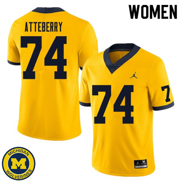 Women Michigan Wolverines #74 Reece Atteberry Yellow Fashion Jersey